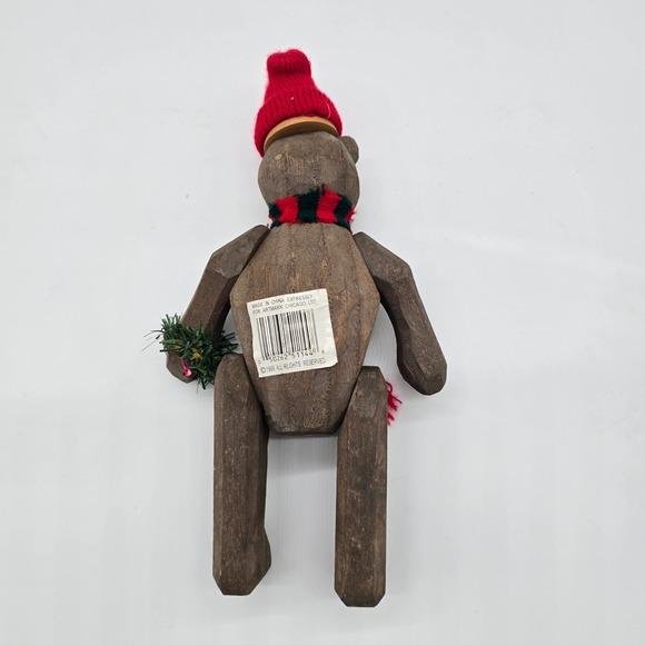 Vintage Wooden Teddy Bear Christmas Figurine Holiday Decor 1999 - Picture 7 of 9